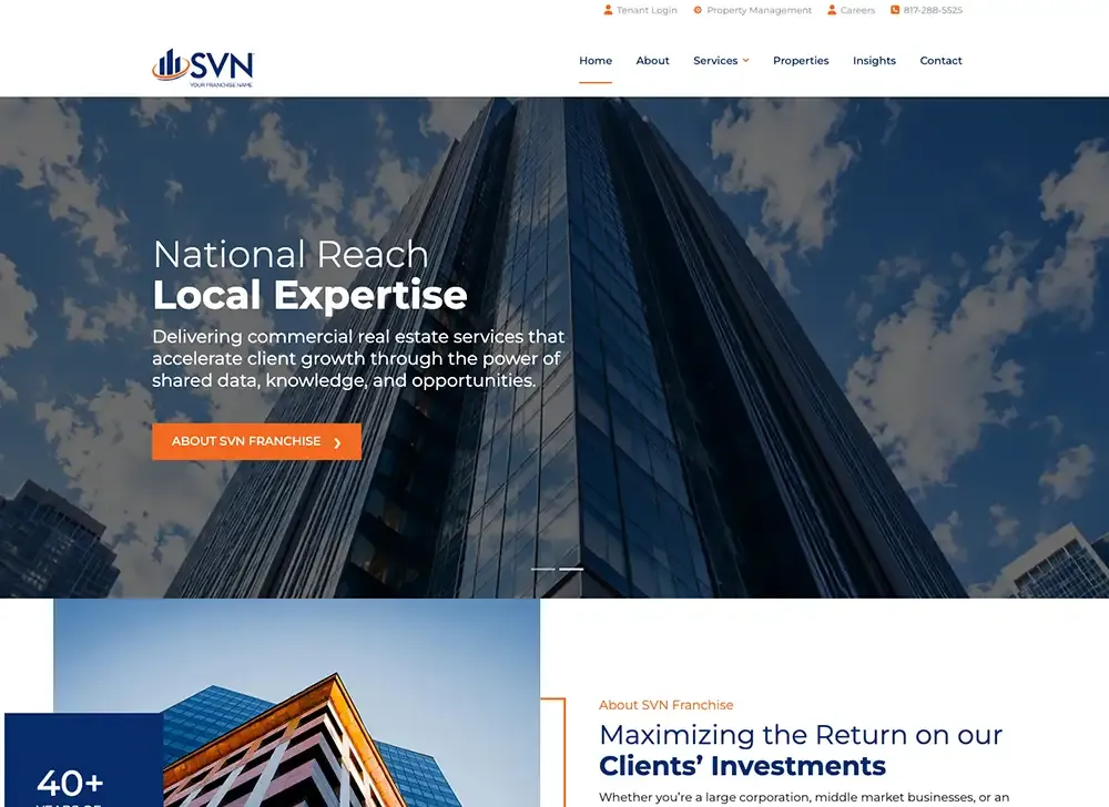 Multi-page website template for SVN Offices